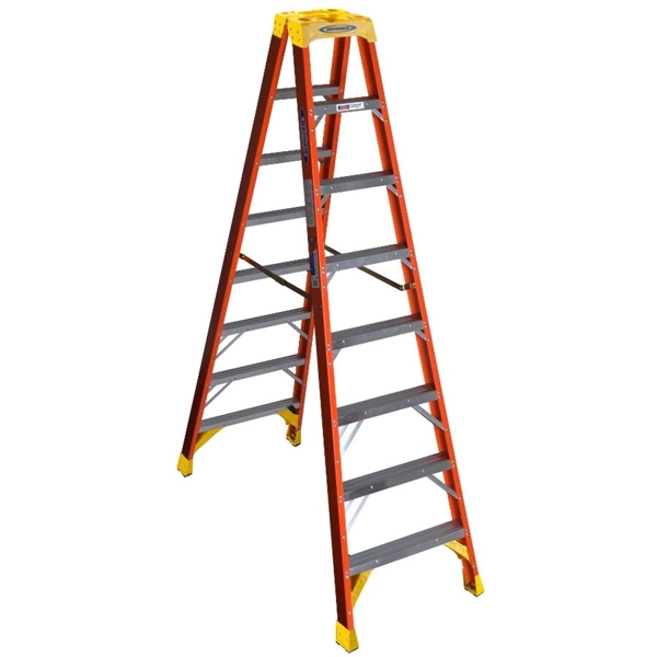 WERNER T6208  8 ft. Twin Ladder, 12 ft. Max Reach, 7-Step, 300 lb, Type IA Duty Rating, Fiberglass