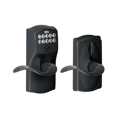 FE Series FE595VCAM/ACC 716 Electronic Entry Lock, Wave Design, Aged Bronze, Residential, 2 Grade, Metal