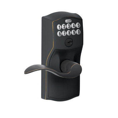 Schlage FE Series FE595VCAM/ACC 716 Electronic Entry Lock, Wave Design, Aged Bronze, Residential, 2 Grade, Metal - 2