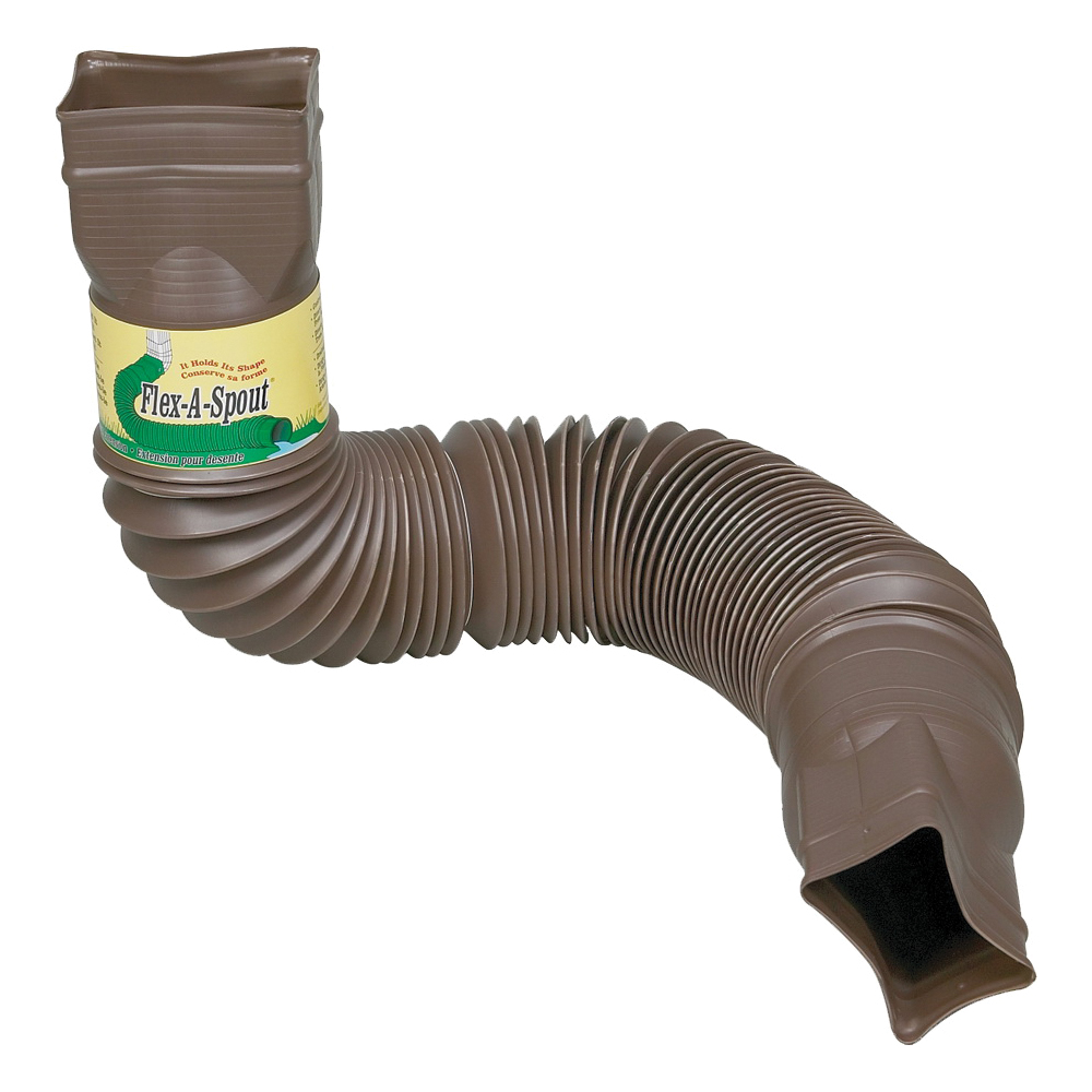 Flex-A-Spout Series 85019 Downspout Extension, 22 to 55 in L Extended, Steel, Brown