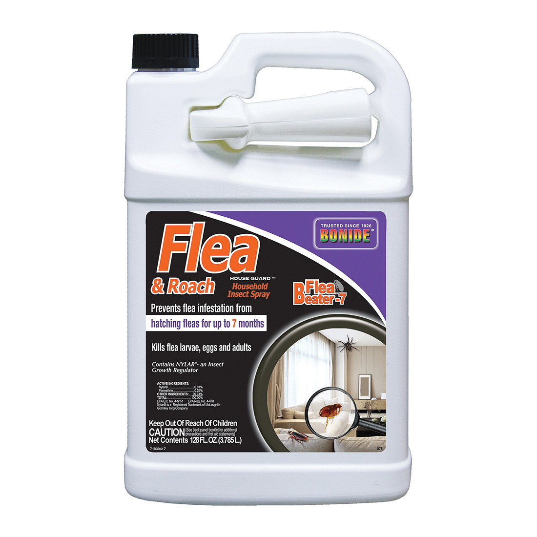 Flea Beater 578 Flea and Roach Killer, Liquid, Spray Application, 1 gal
