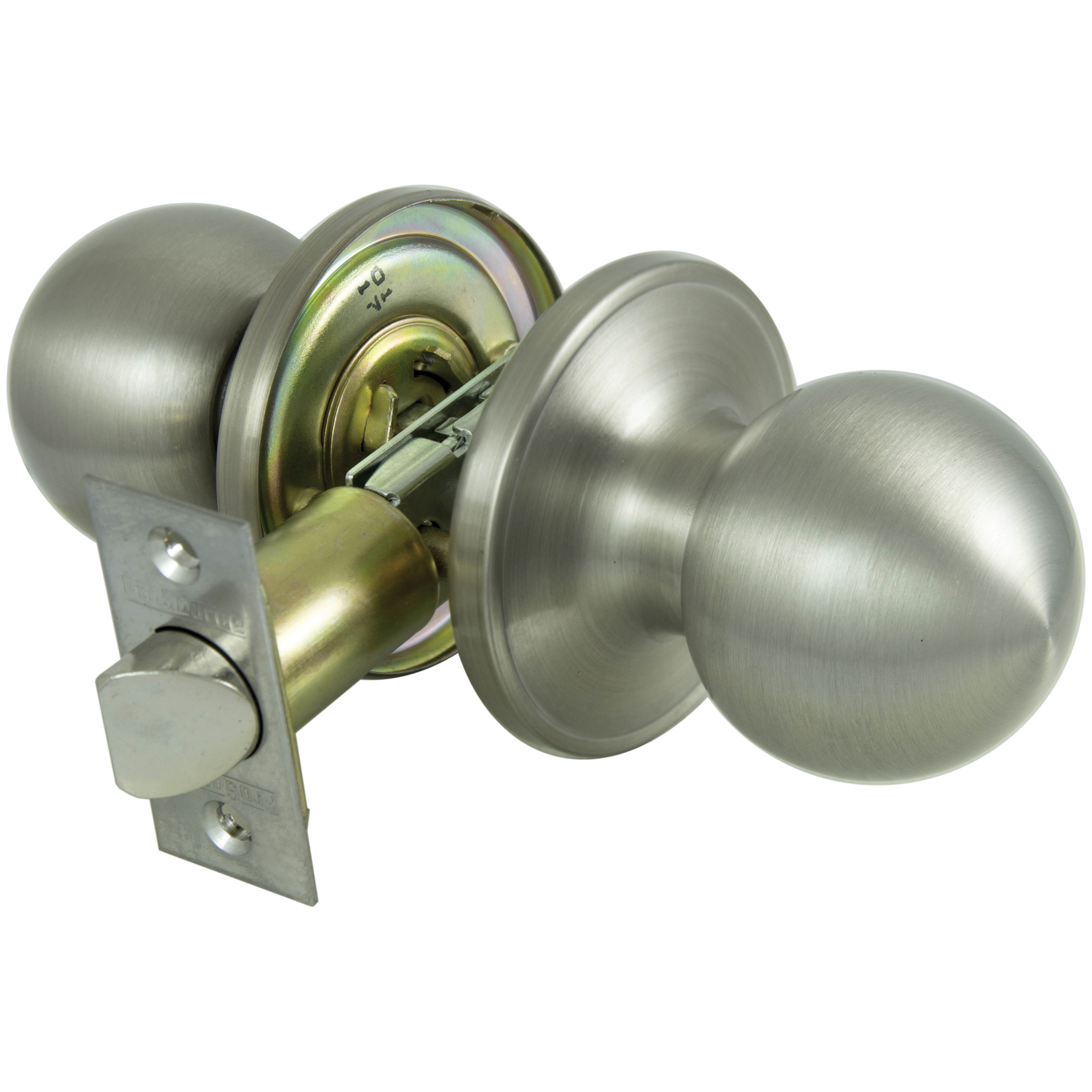 T3P30V-PS Passage Knob, Metal, Satin Nickel, 2-3/8 to 2-3/4 in Backset, 1-3/8 to 1-3/4 in Thick Door