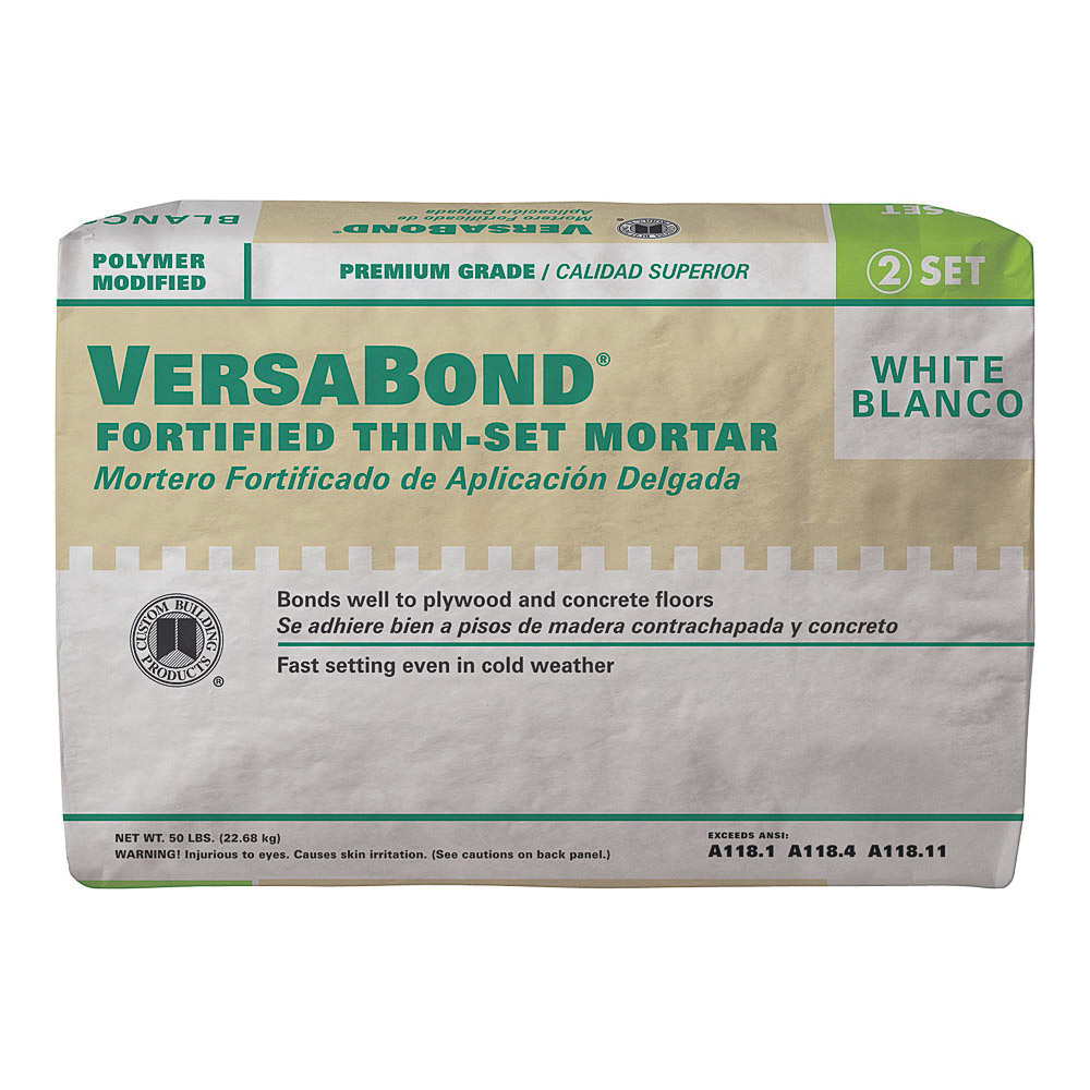 Custom VersaBond Flex Series MTSW50 Thinset Mortar, White, Powder, 50 lb Bag