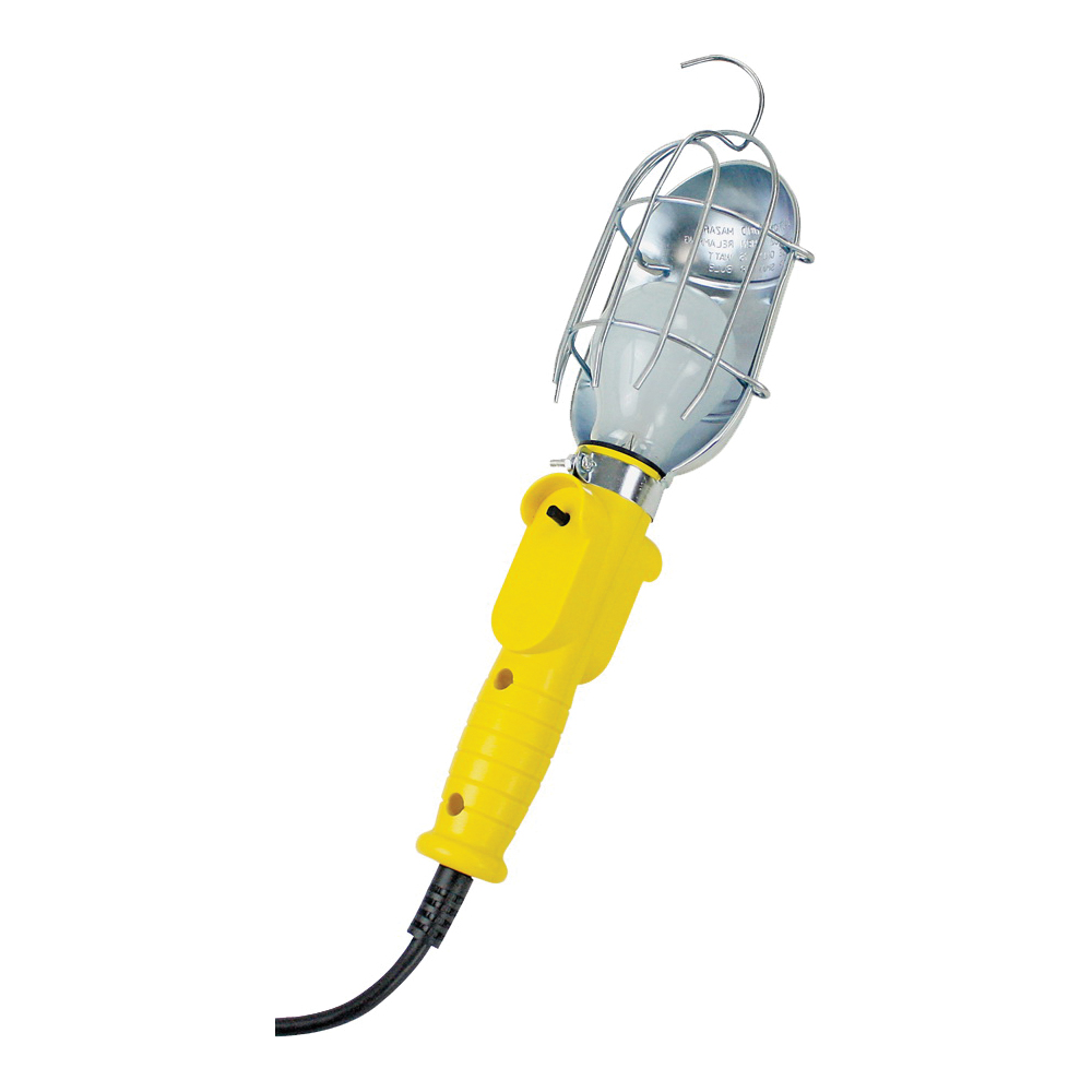 ORTL010606 Work Light with Metal Guard and Single Outlet, 75 W, 12 A, Incandescent Lamp, 6 ft L Cord, Yellow