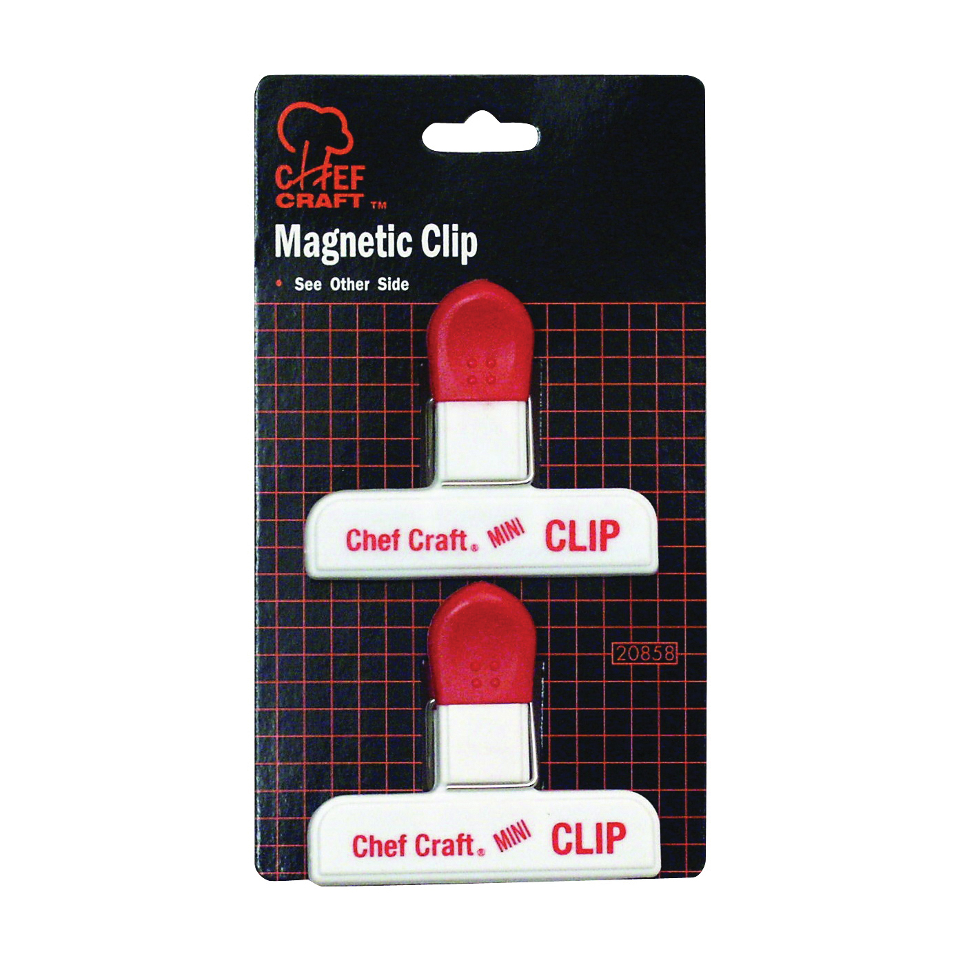 20858 Magnetic Mini Clip, 3 in W, Red/White