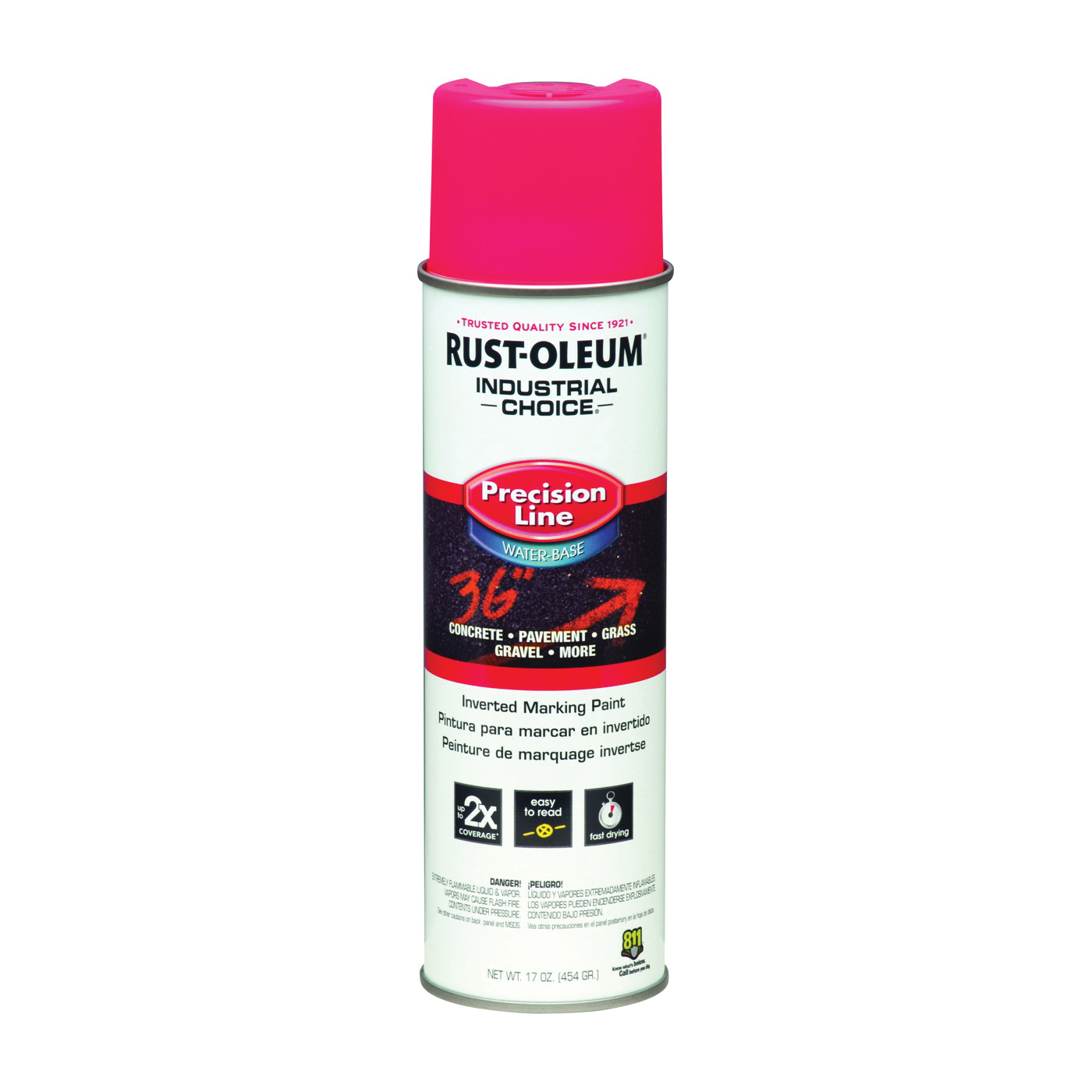 1861838 Inverted Marking Spray Paint, Fluorescent Pink, 17 oz, Can