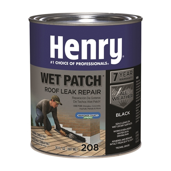 HE208030 Roof Cement, Black, Liquid, 1 qt Can