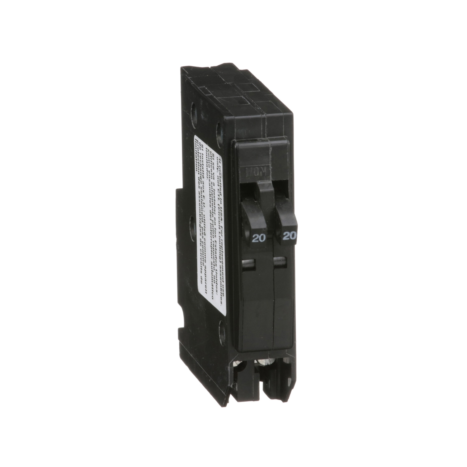 QO QO2020CP Circuit Breaker, Mini, Tandem, 20 Amp, 1 -Pole, 120/240 V, Plug Mounting, Black