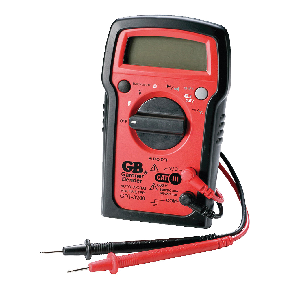 GDT-3200 Multimeter, 500 VAC, 600 VDC, 20 MOhm, Digital, LCD Display, Red