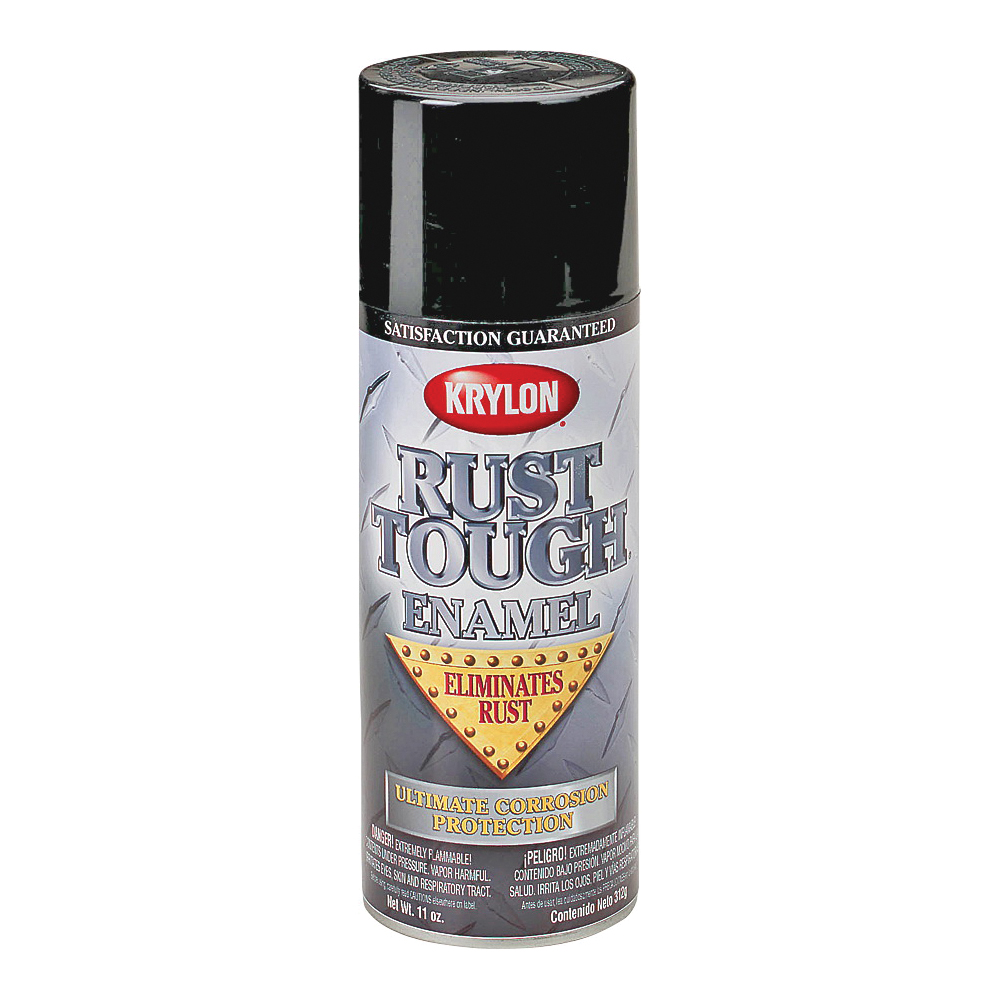Rust Tough K09218007 Rust Preventative Spray Paint, Flat, Black, 12 oz, Can