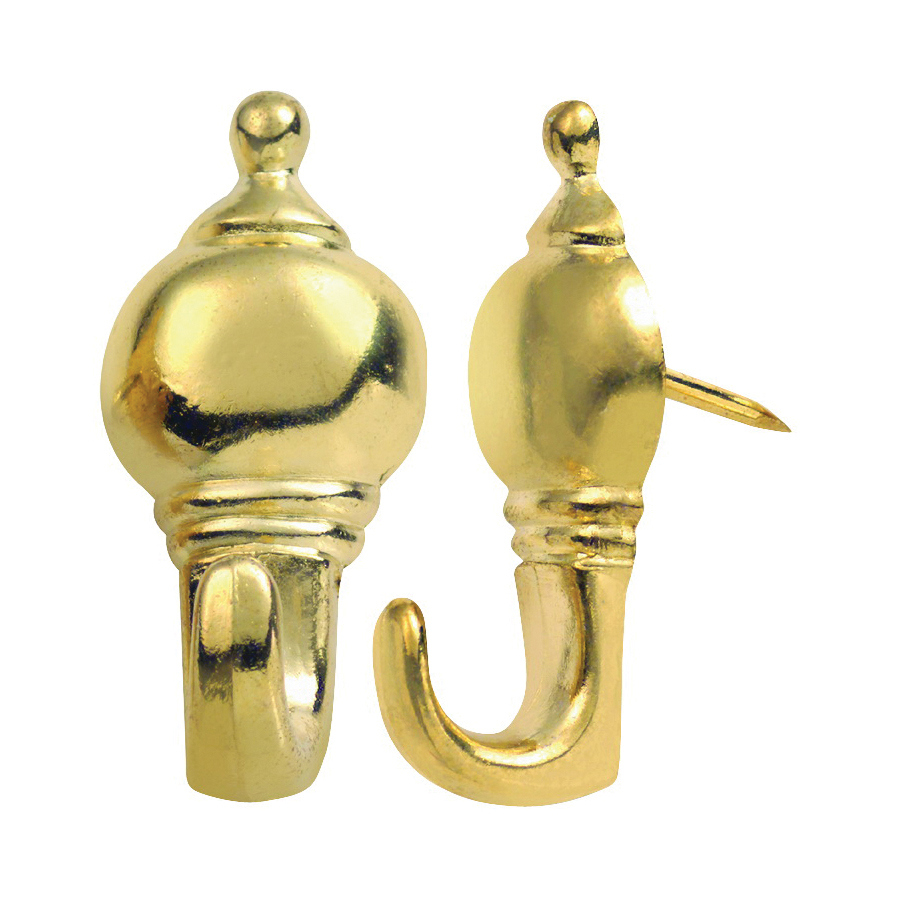 Colonial Series 53500 Decorative Pushpin Hanger, 10 lb, Brass Plated, keys, wires, small frames, towels, hats, cups, and scissors
