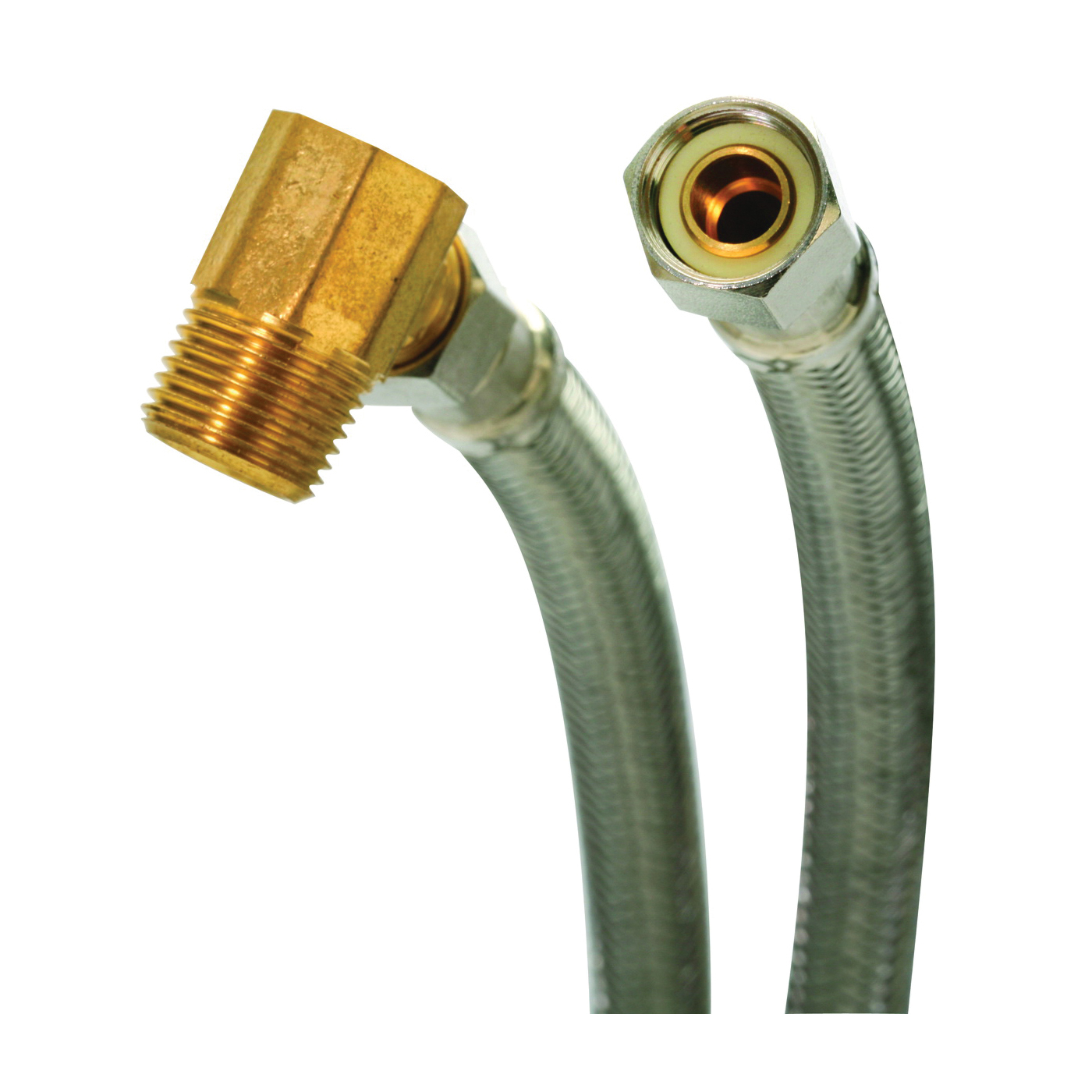6W48 Dishwasher Connector, 1/2 x 3/8 in, Compression, Polymer/Stainless Steel, 48 in L