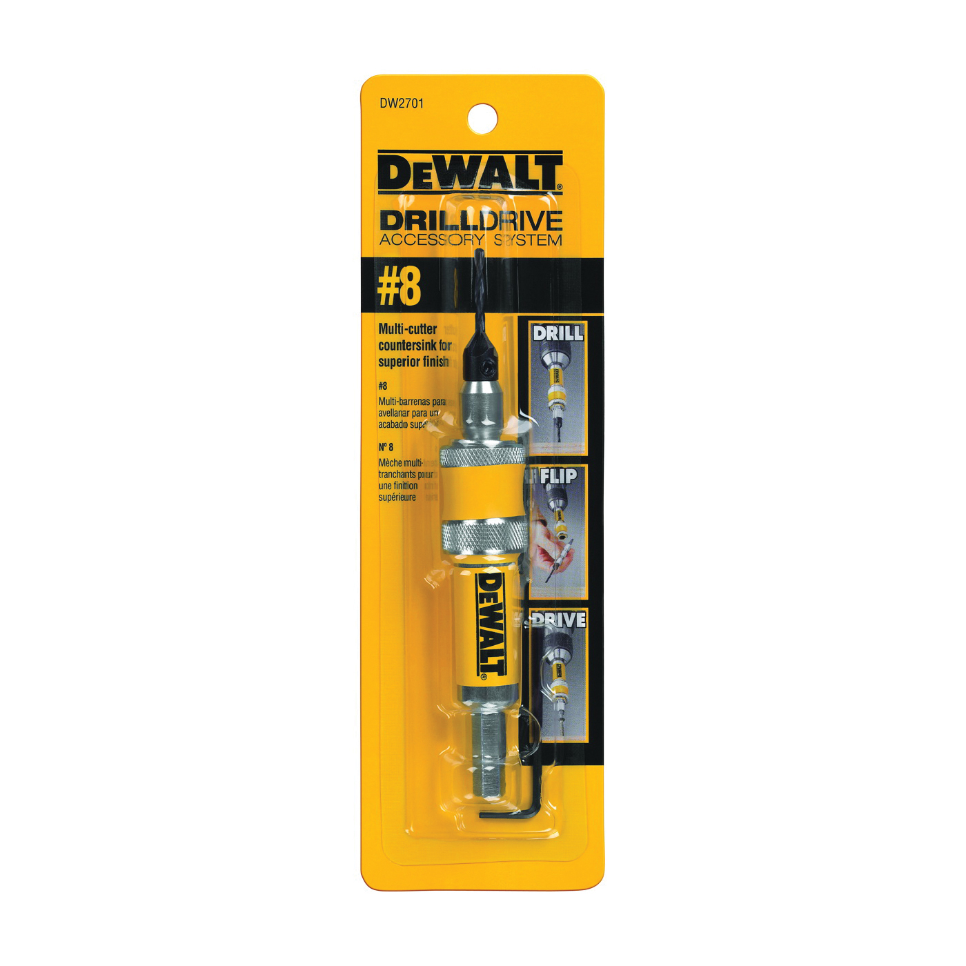 DW2701 Drill/Driver Set, 1-Piece, Steel, Yellow, Black Oxide