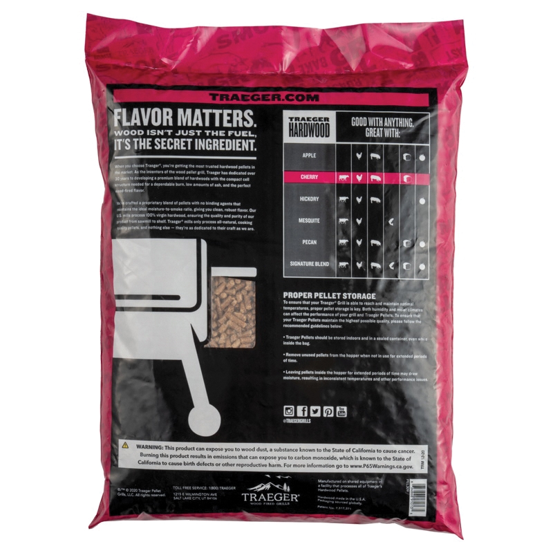 Traeger PEL309 Series Pellet, Cherry, Wood, 20 lb Bag
