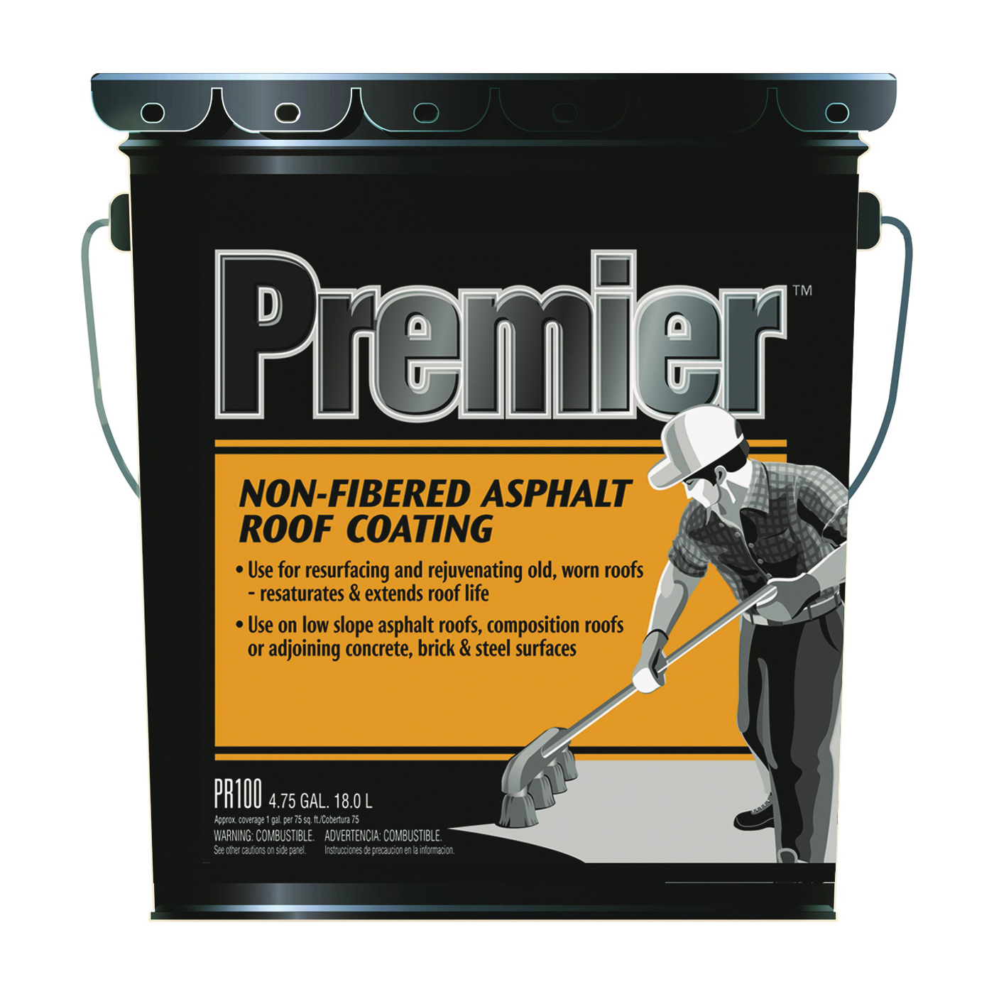 PR100070 Roof Coating, Black, 18 L Pail, Liquid