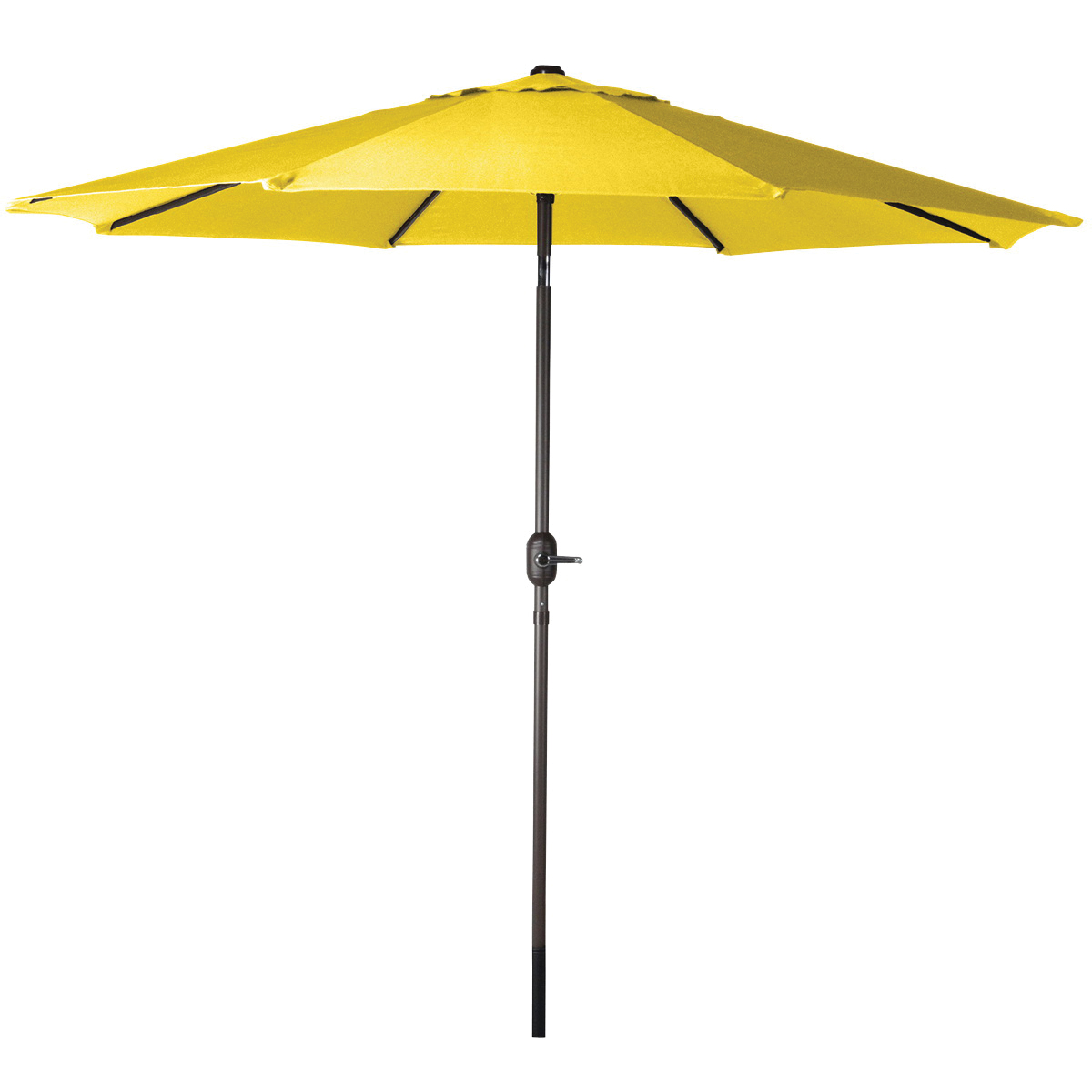 60038 Crank Umbrella, 92.9 in H, 107.9 in W Canopy, 107.9 in L Canopy, Round Canopy, Steel Frame, Yellow Fabric