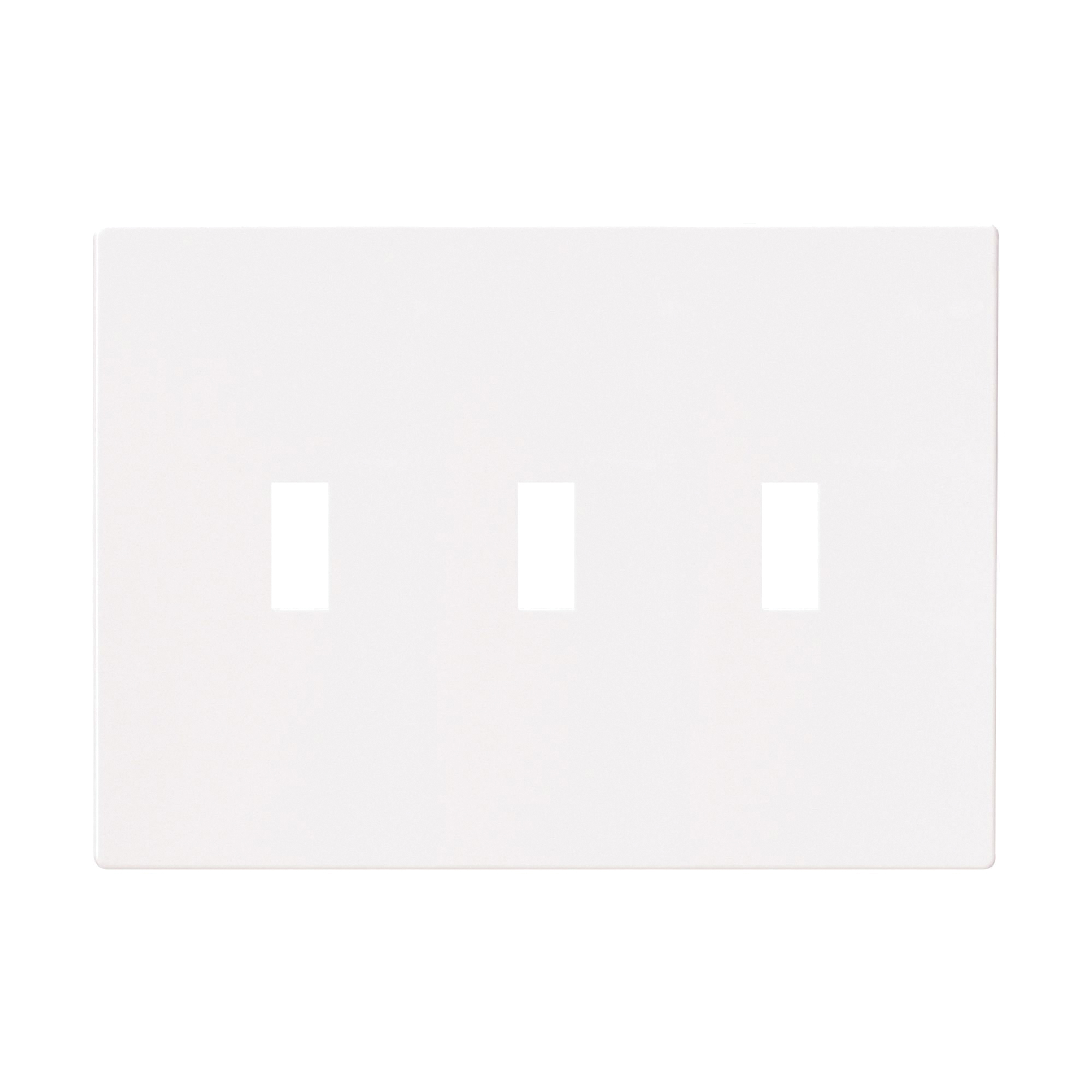 PJS3W Switch Wallplate, 4-7/8 in L, 6-3/4 in W, 3 -Gang, Polycarbonate, White, High-Gloss