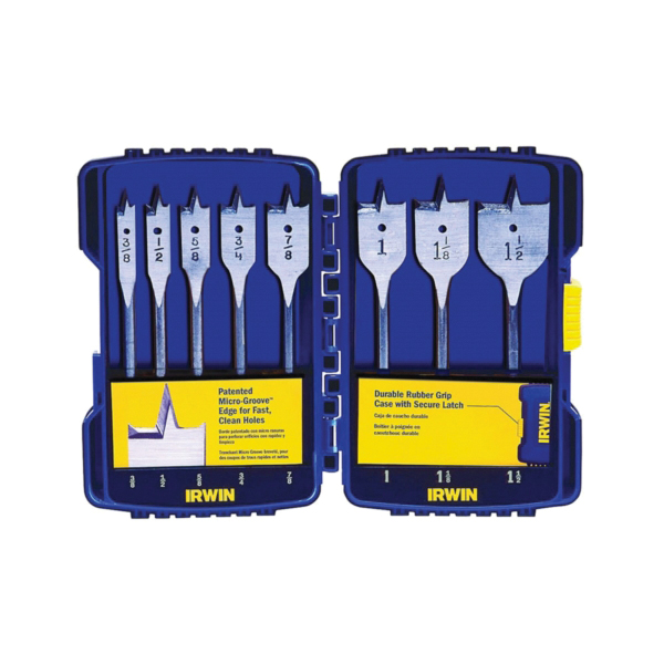 341008 Spade Bit Set, 8-Piece, Steel, Bright