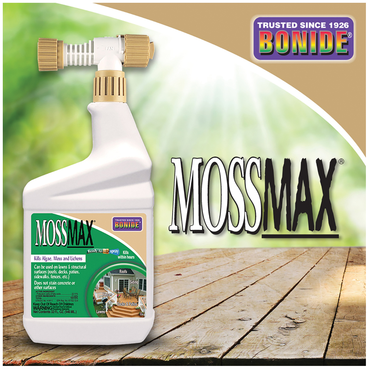Bonide MossMax® RTS 728 Moss/Algae Killer, Liquid, Spray Application, 1 qt - 4