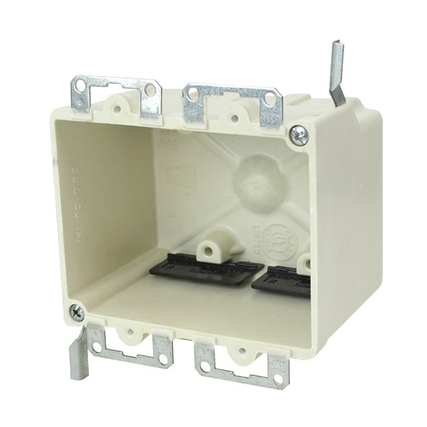 9312-EWK Electrical Box, 2 -Gang, Fiberglass/Polyester, Beige/Tan, Wall, Wing Bracket Mounting