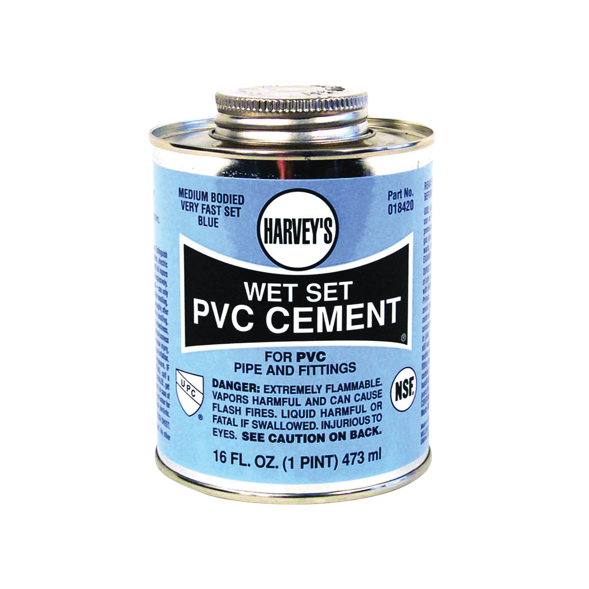 18420-12 Medium-Bodied Wet Set Cement, 16 oz Can, Liquid, Blue