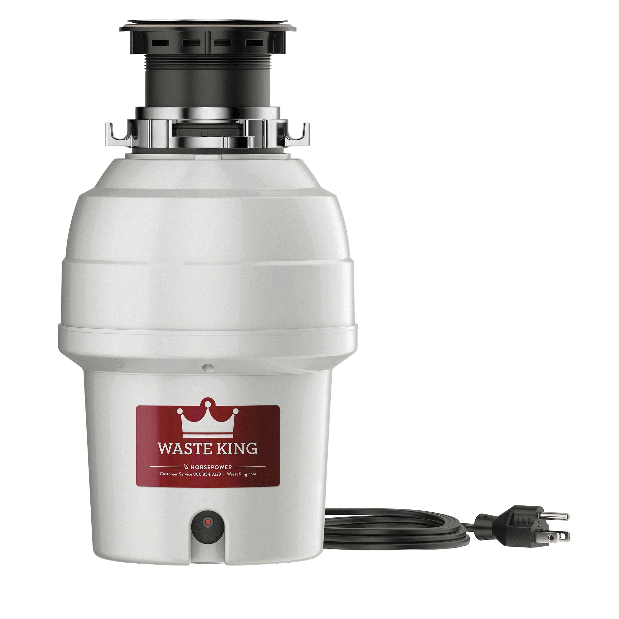 L-3200 Garbage Disposer, 3/4 hp Motor, 115 V, Steel, White