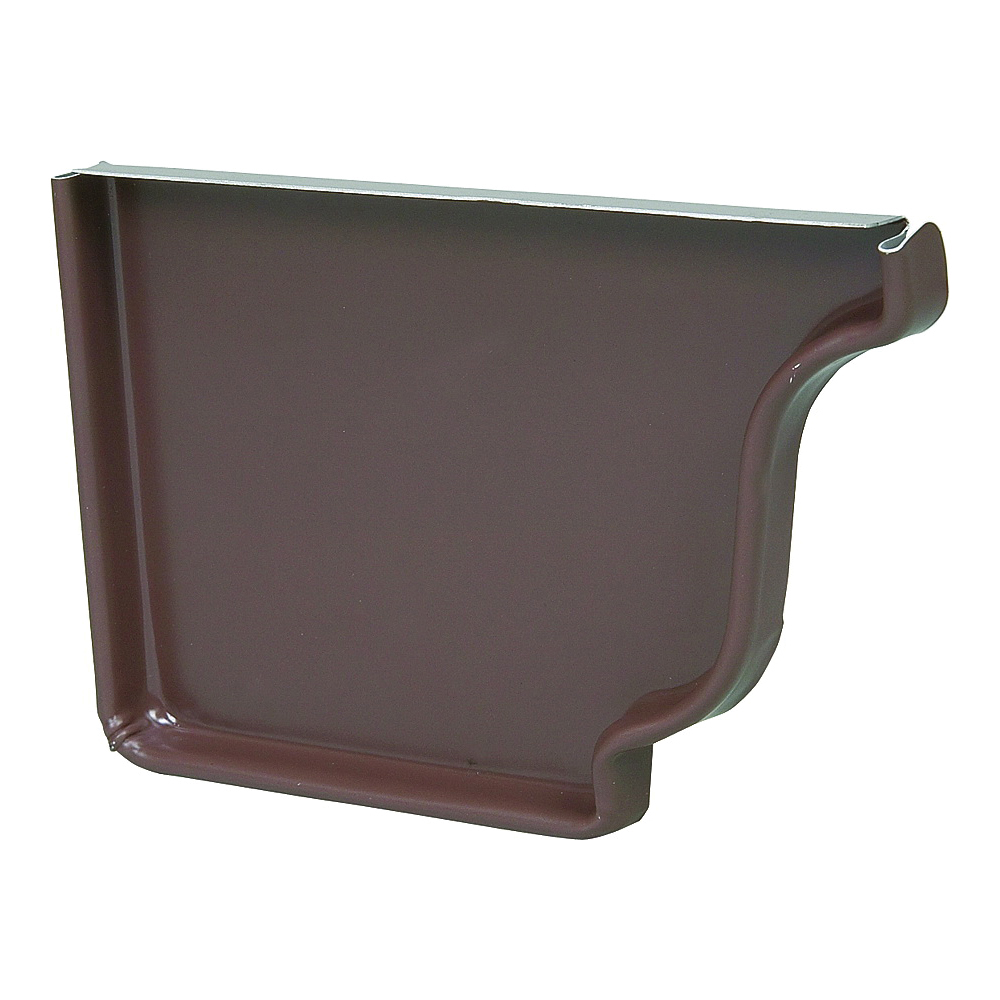2520519 Left Gutter End Cap, 1/2 in H x 3-1/2 in W x 5 in L, K-Style Gutter System, Aluminum, Brown
