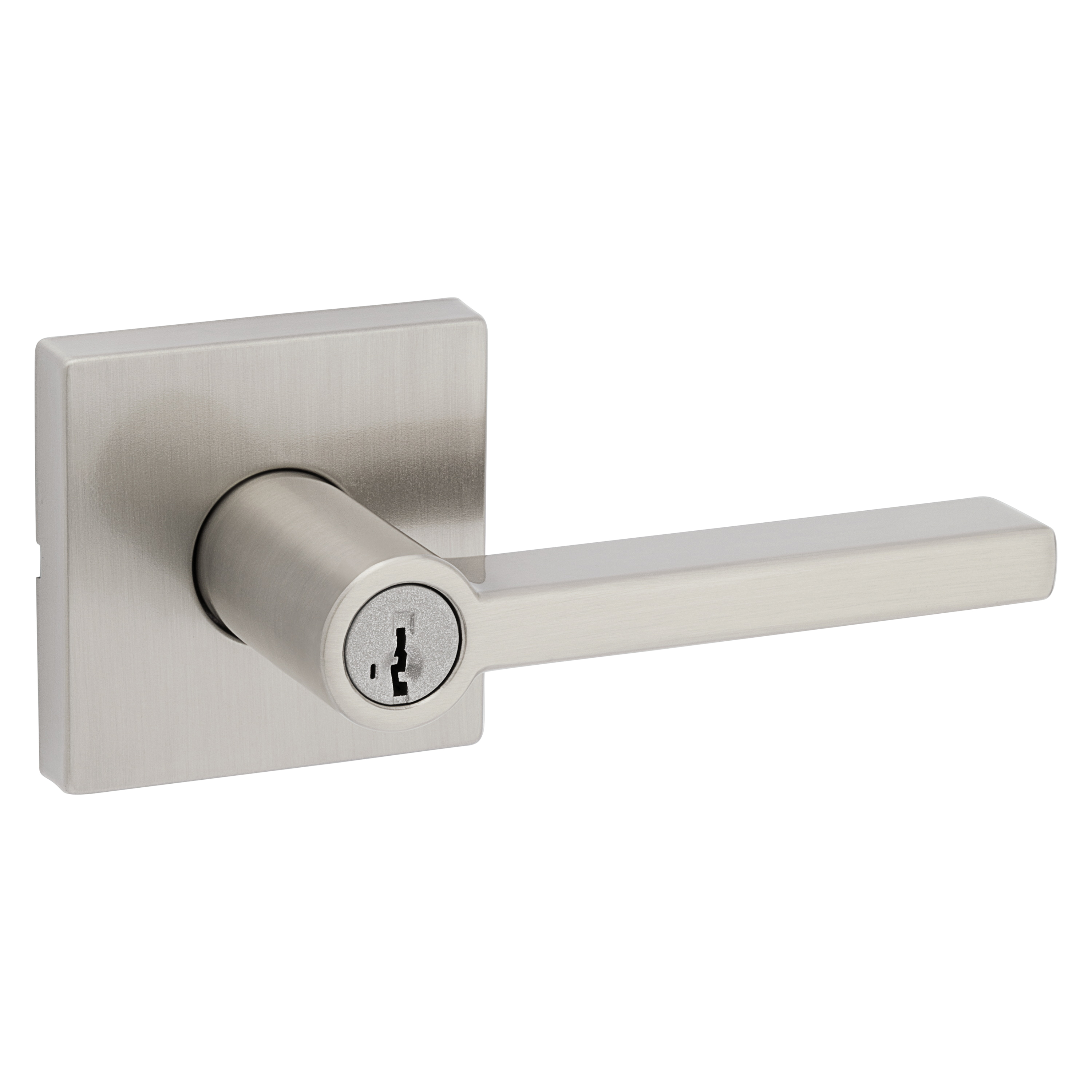 Signature Series 156HFL SQT 15 Entry Lever, Pushbutton Lock, Satin Nickel, Metal, Residential, Reversible Hand