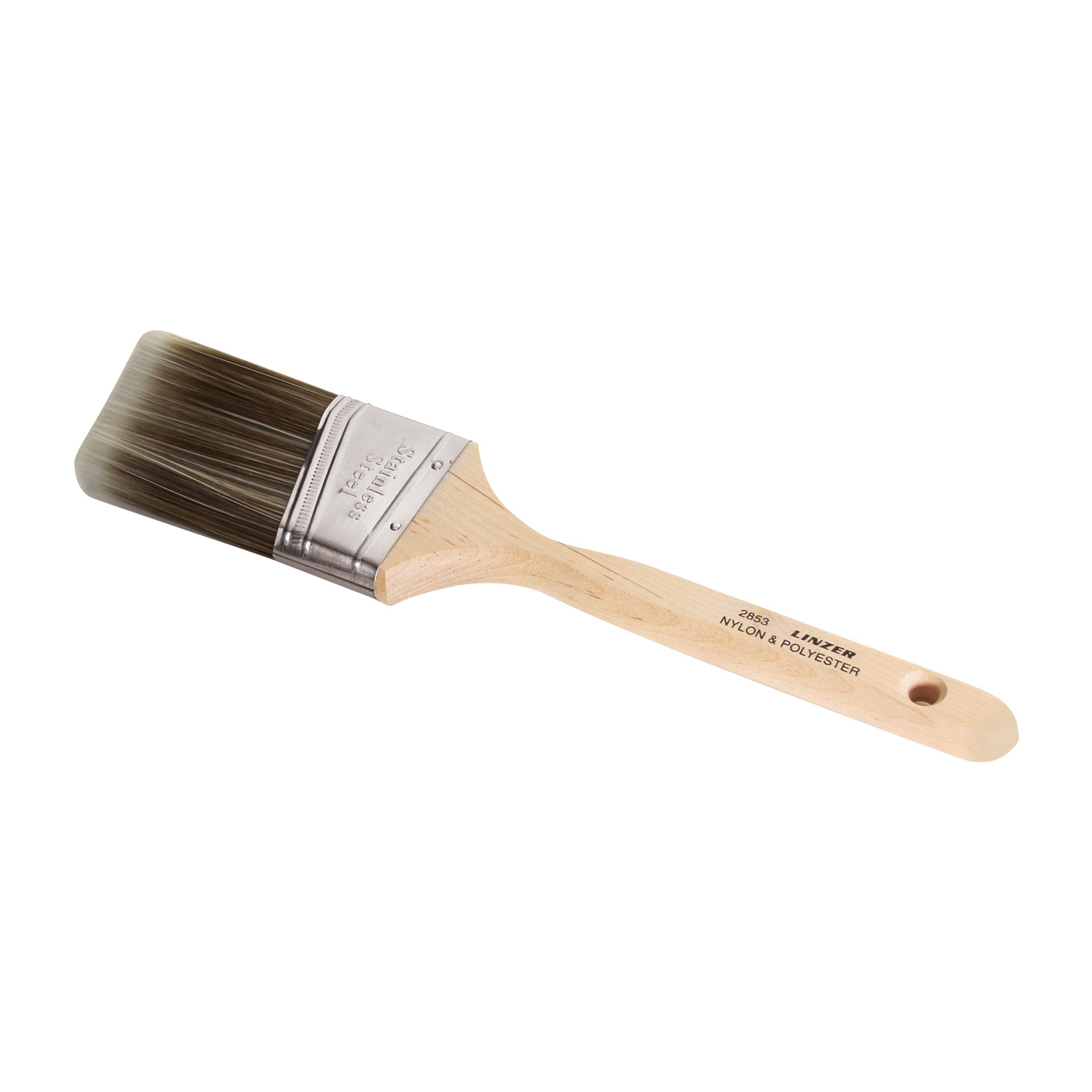 2853-2.5 Paint Brush, 2-1/2 in W, 3 in L Bristle, Nylon/Polyester Bristle, Sash Handle