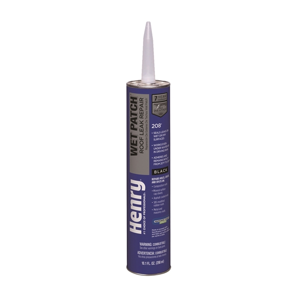 Wet Patch 208 HE208004 Roof Cement, Black, Liquid, 11 fl-oz Cartridge