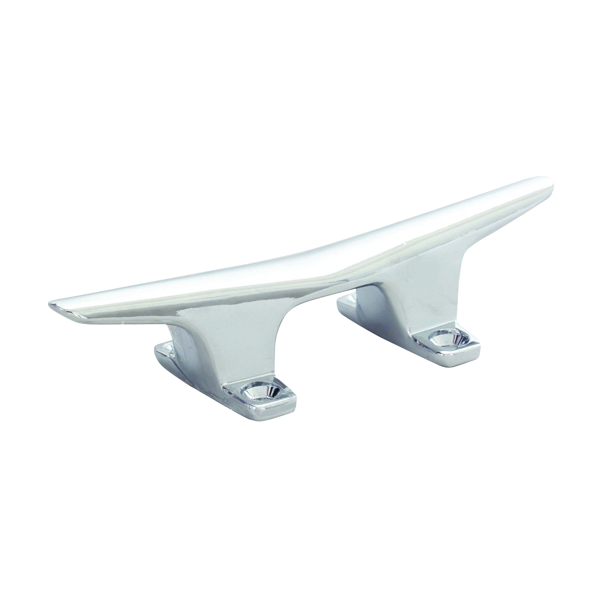 M-081C Hollow Base Cleat, 6 in, Screw Mounting, Zamak, Silver, Perma-Plated Chrome