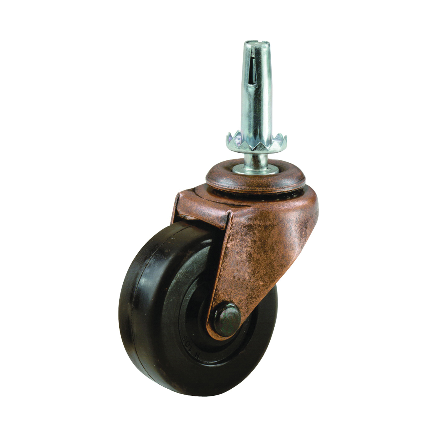 9345 Medium-Duty Caster, 2 in Dia Wheel, Rubber Wheel, Black, 80 lb