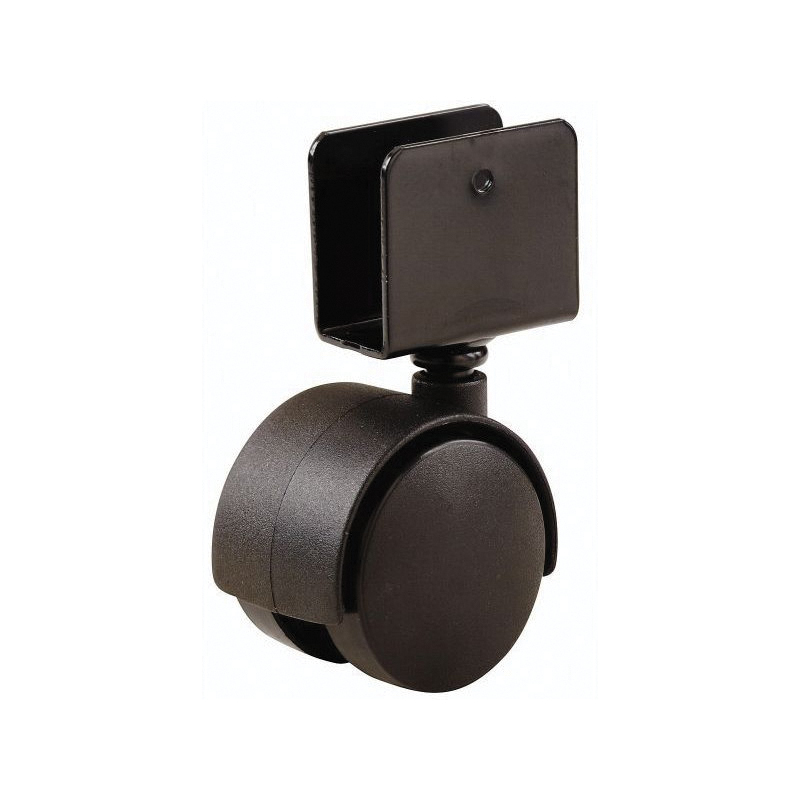 9420 U-Bracket Caster, 1-5/8 in Dia Wheel, 3/4 in W Wheel, Nylon Wheel, Black, 40 lb