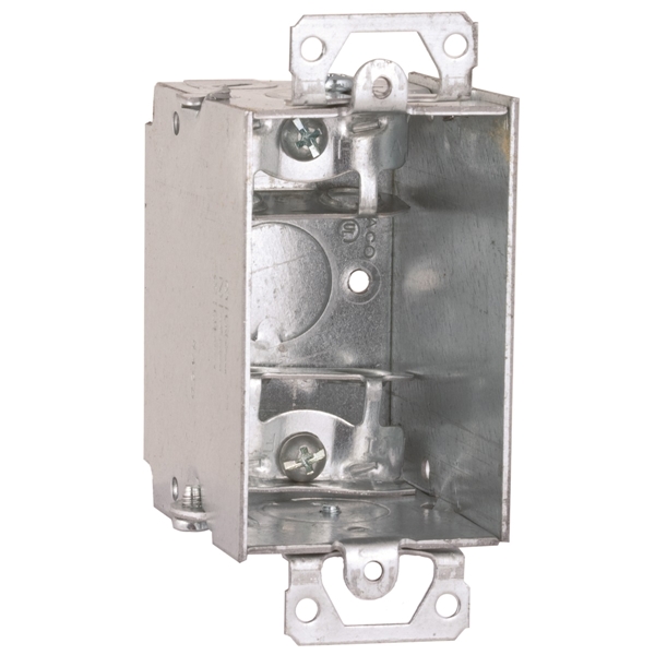 518/8518 Switch Box, 1-Gang, 5-Knockout, 1/2 in Knockout, Steel, Gray, Galvanized, Screw