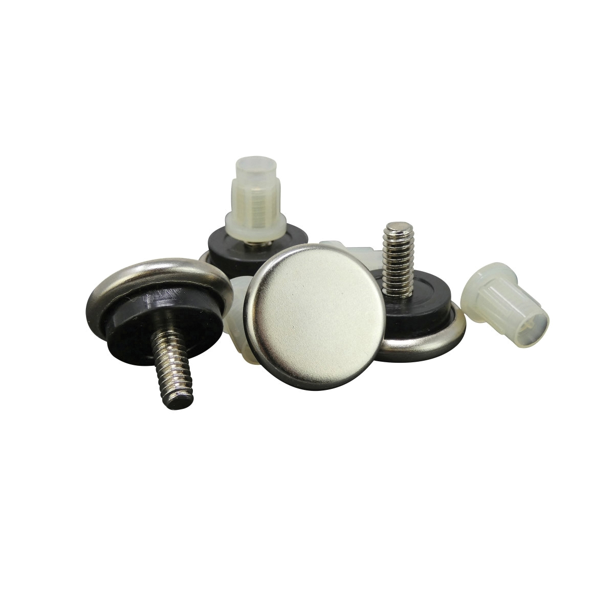 9450 Threaded Stem Furniture Glide with Rubber Cushion, Metal/Rubber, Silver, 1-1/16 in Dia Dimensions