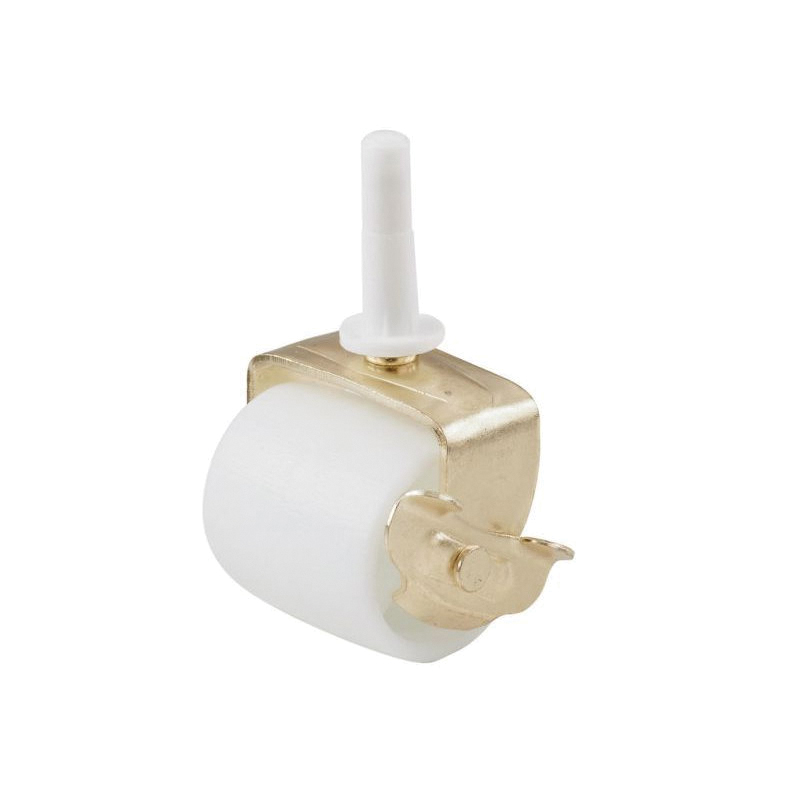 9536 Bed Roller with Side Brake, 2 in Dia Wheel, 125 lb Load, Metal/Resin, White