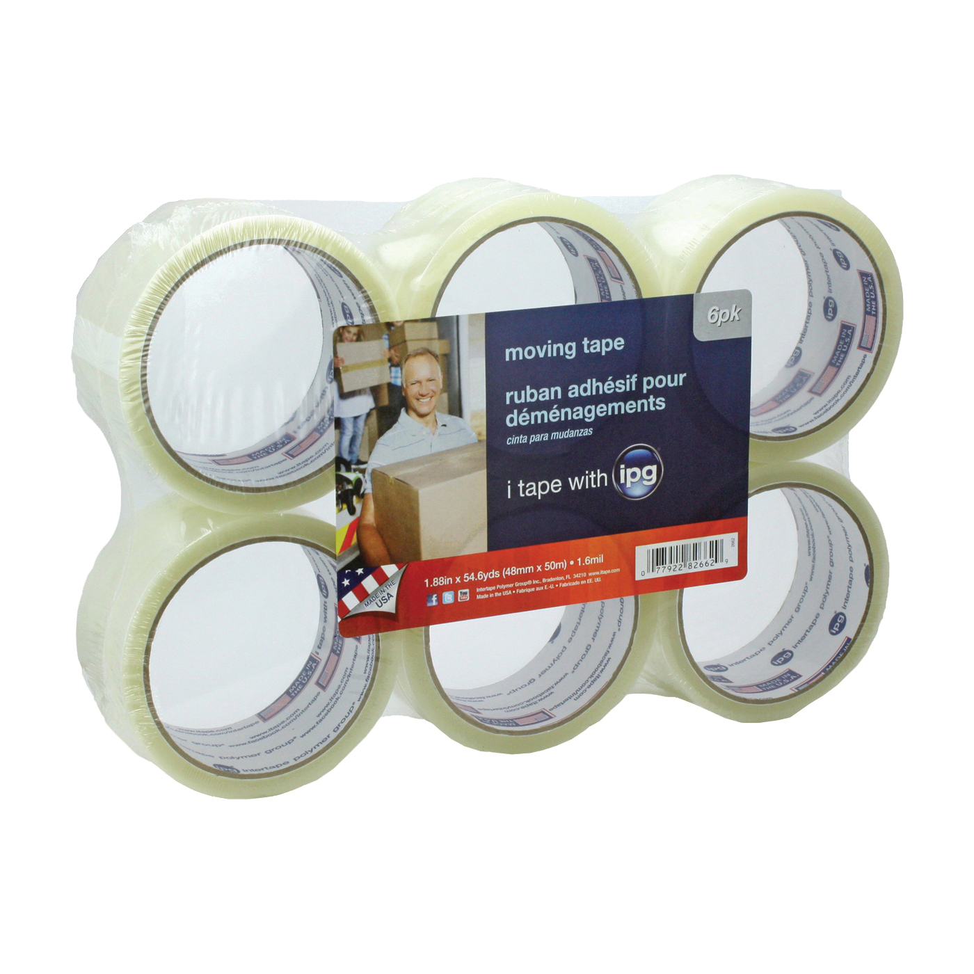 2662 Sealing Tape, 54.6 yd L, 1.88 in W, Polypropylene Backing, Clear