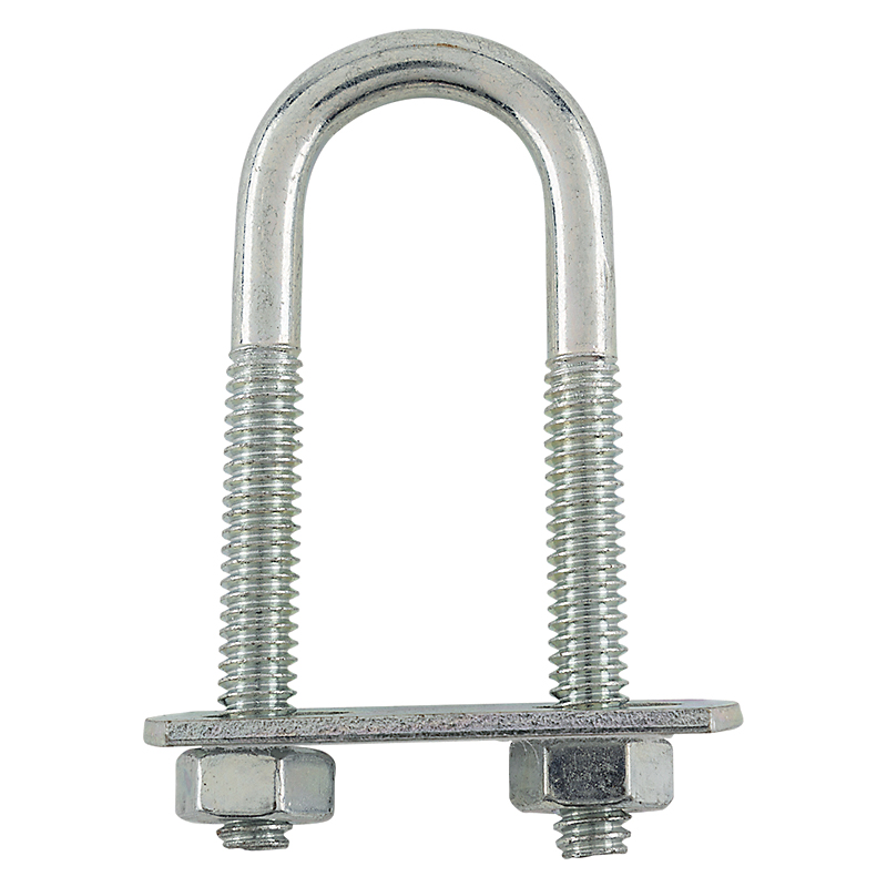 N222-075 U-Bolt, 1/4-20 Thread, 2-1/4 in L Thread, Steel, Zinc