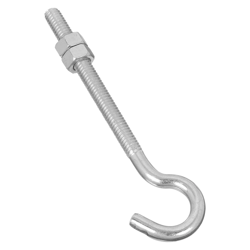 2162BC Series N221-689 Hook Bolt, 5/16-18 Thread, 3-1/4 in L Thread, 5 in L, Steel, Zinc-Plated