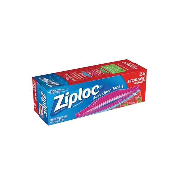 Ziploc 00330 Storage Bag, 1 qt Capacity, Plastic - 1