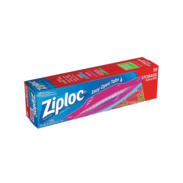 Ziploc 00350 Storage Bag, 1 gal Capacity, Plastic, 19/PK - 1