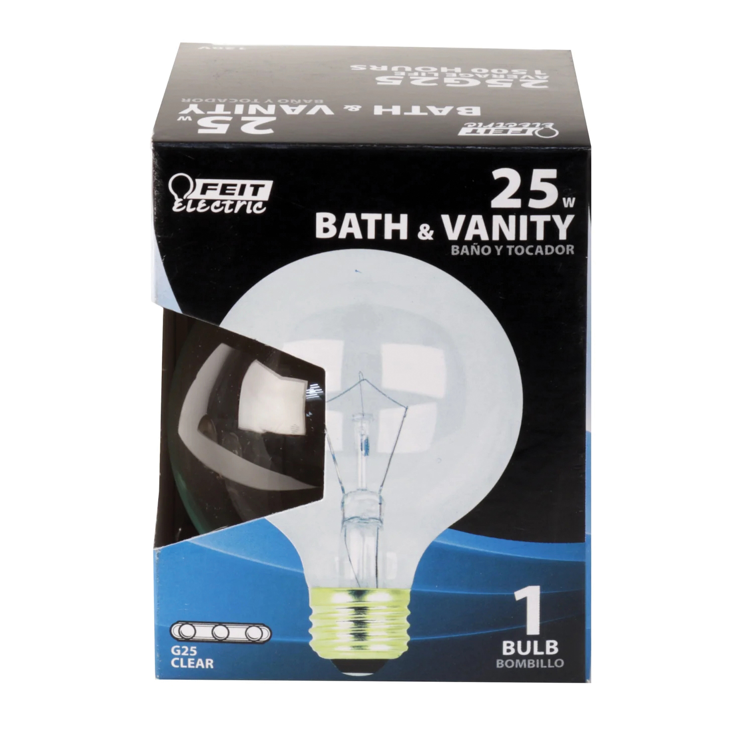 Feit Electric 25G25/RP Incandescent Lamp, 25 W, G25 Lamp, Medium E26 Lamp Base, 1500 hr Average Life