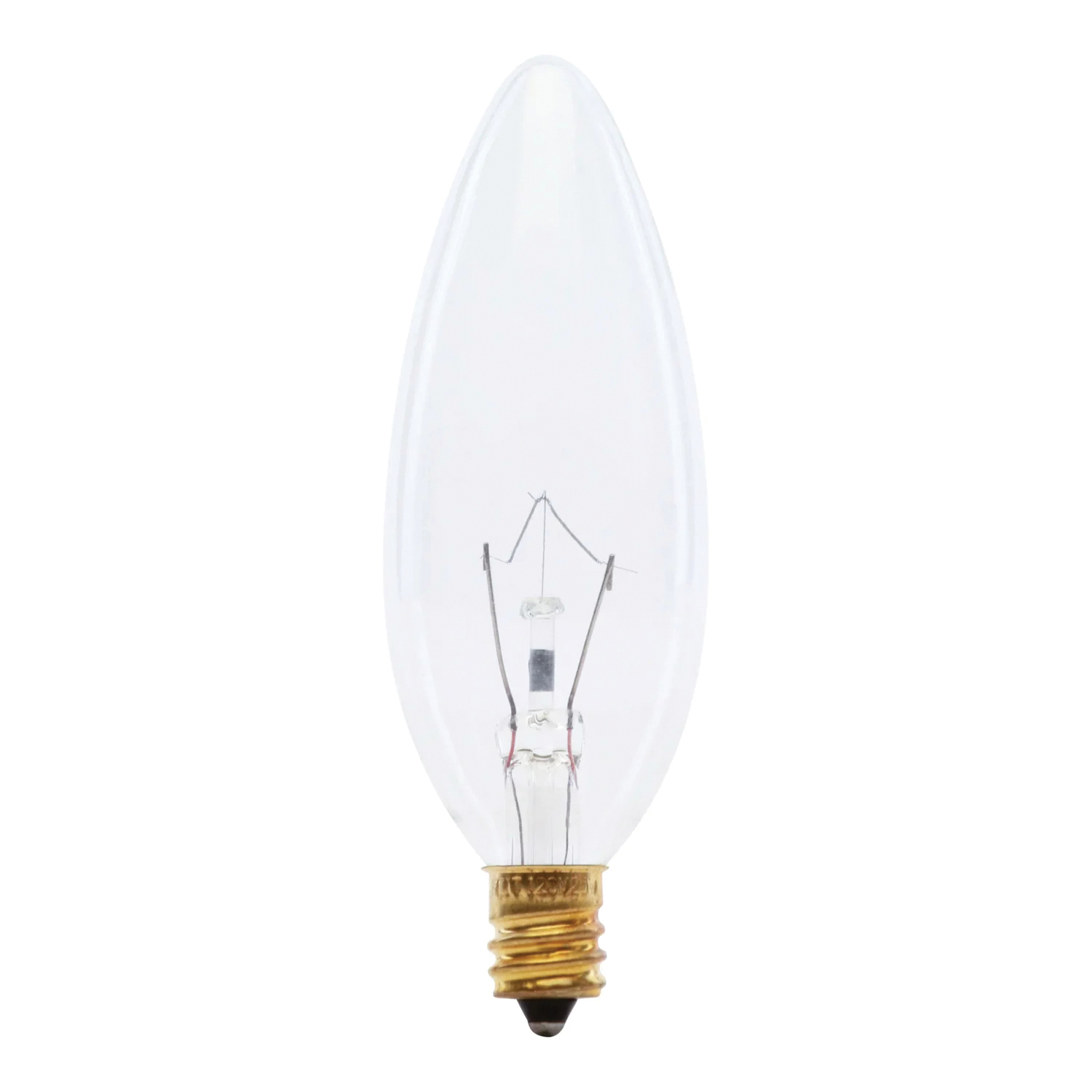 Feit Electric BP25CTC Incandescent Lamp, Clear Lamp, 1.18 in D x 3.5 in H Dimensions, 25 W, B10 Lamp, 220 Lumens