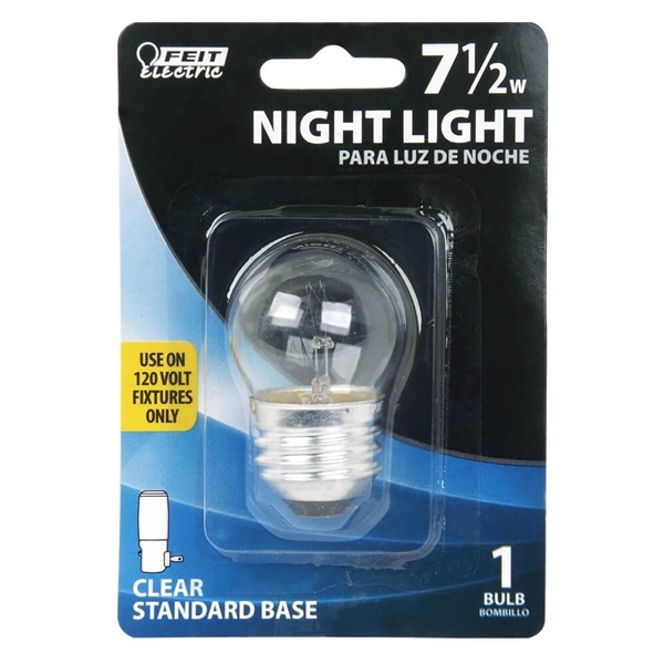 Feit Electric BP71/2S Incandescent Lamp, 7.5 W, Medium E26 Lamp Base, 2700 K Color Temp, 3000 hr Average Life - 2