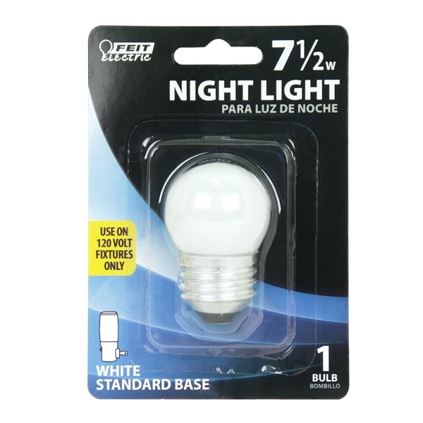 Feit Electric BP71/2S/CW Incandescent Lamp, 7.5 W, Medium E26 Lamp Base, 2700 K Color Temp, 3000 hr Average Life - 2