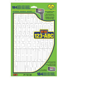 30014 Die-Cut Number and Letter Set, Character: A to Z, 0 to 9, !, -, 2 in H Character, White Character, Vinyl