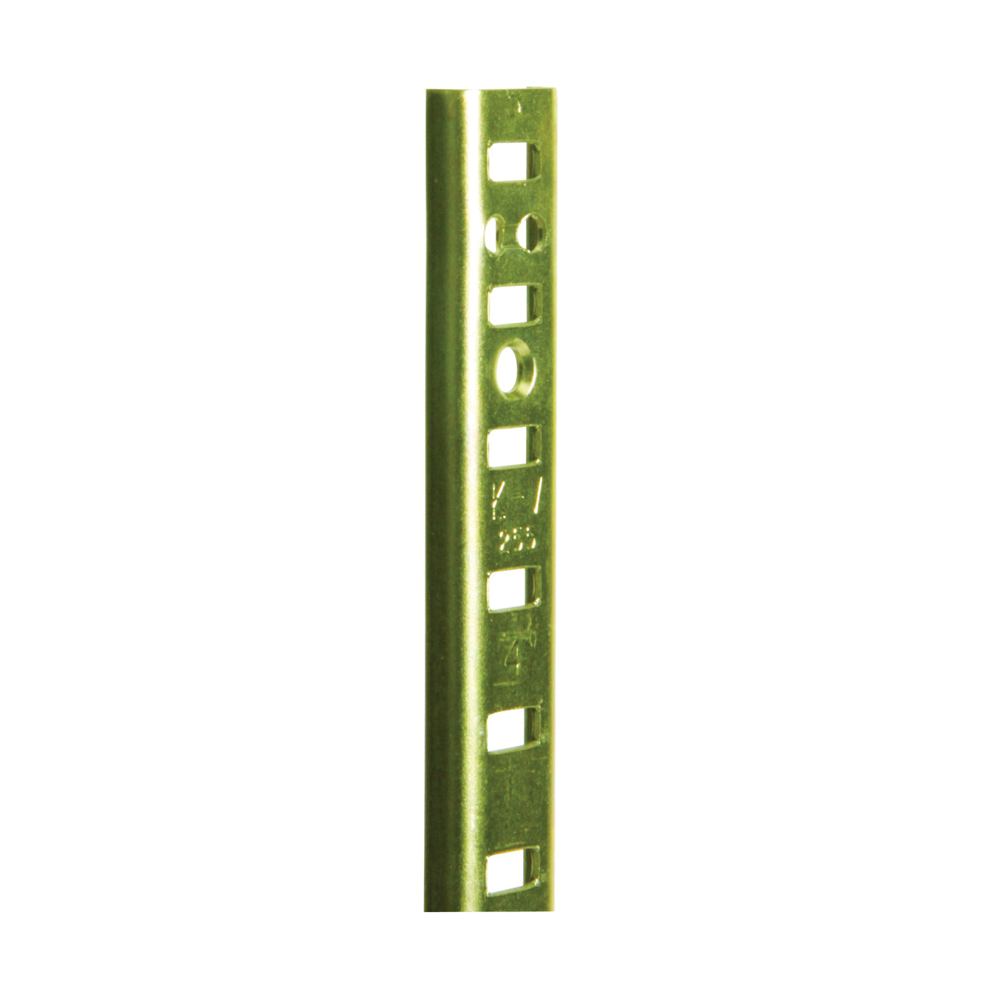 255 Series PK255 BR 36 Shelf Standard, 500 lb, 23 ga Thick Material, 5/8 in W, 36 in H, Steel, Brass