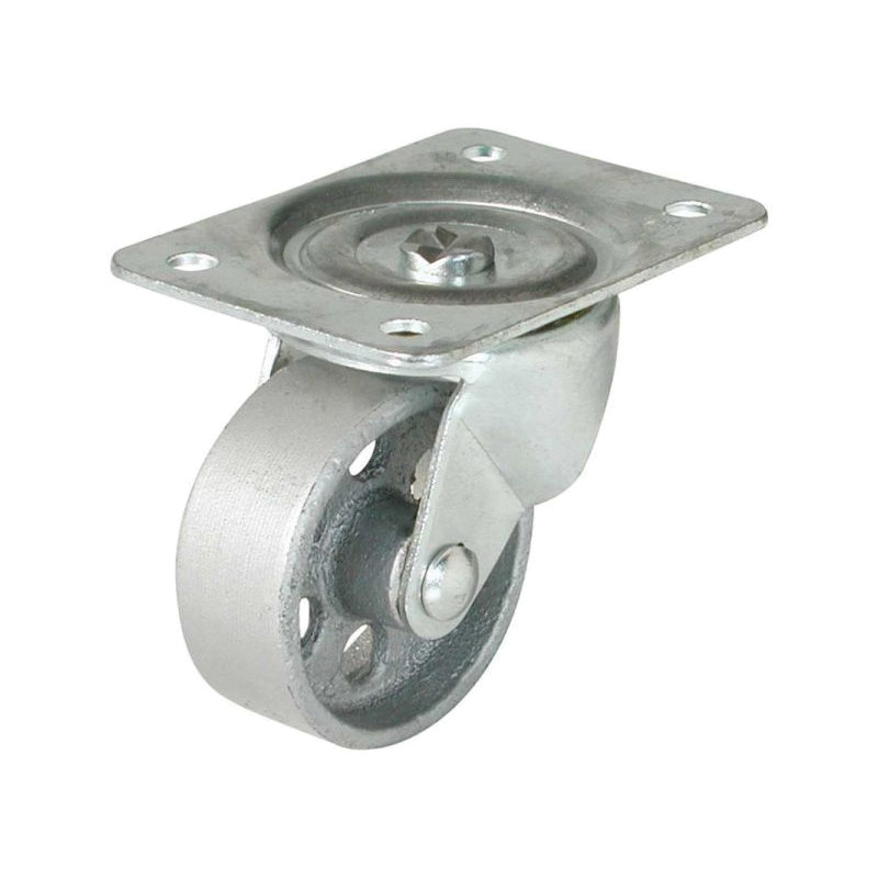 9176 Swivel Caster, 2-1/2 in Dia Wheel, 1 in W Wheel, Iron Wheel, Silver, 175 lb