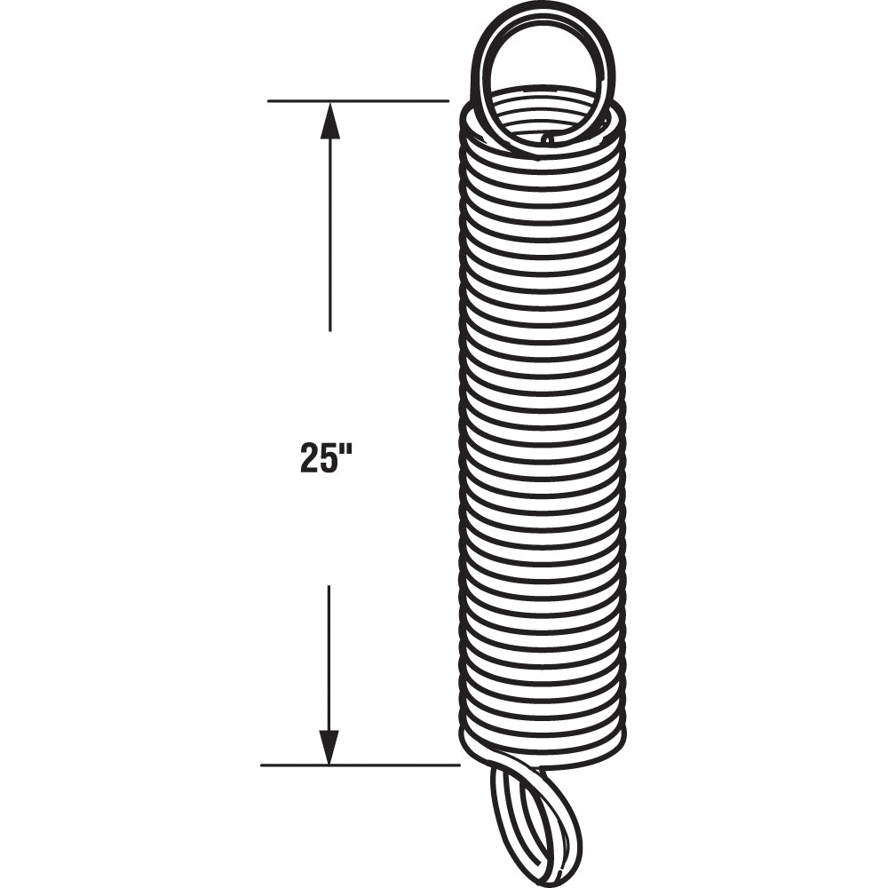 Prime-Line GD 12193 Extension Spring, 1-19/64 in OD, 25 in OAL, Carbon Steel, Galvanized, Loop End, 130 lb - 2