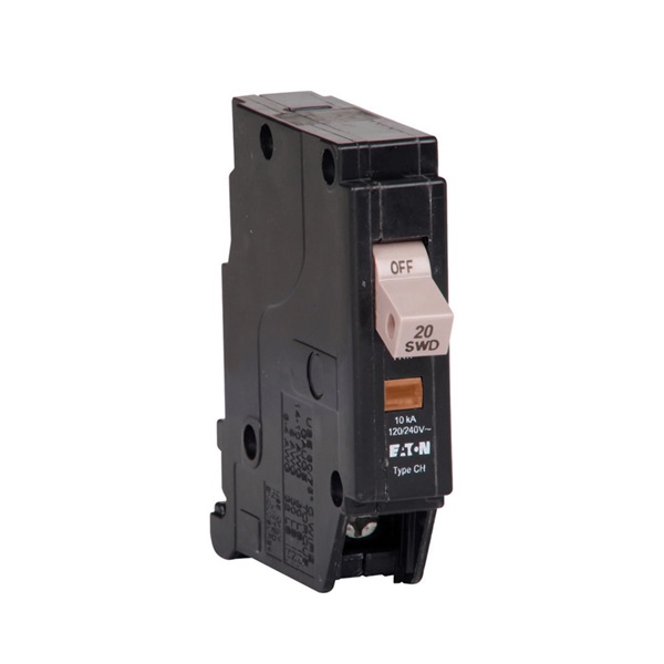 Cutler-Hammer CHF120 Circuit Breaker with Flag, Type CH, 20 A, 1 -Pole, 120/240 V, Mechanical Trip, Plug Mounting - 1
